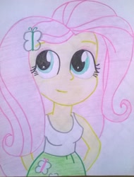 Size: 1409x1855 | Tagged: safe, artist:toyminator900, derpibooru exclusive, fluttershy, equestria girls, solo, traditional art