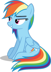 Size: 3550x5000 | Tagged: safe, alternate version, artist:cencerberon, derpibooru import, rainbow dash, pegasus, pony, .svg available, episode unknown, female, lidded eyes, mare, show accurate, simple background, sitting, smiling, smirk, solo, transparent background, vector