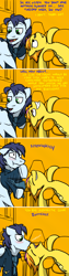 Size: 800x3171 | Tagged: safe, artist:captainhoers, derpibooru import, soarin', spitfire, pony, beard, blushing, boop, comic, facial hair, female, firestarter spitfire, male, neigh, noseboop, nuzzling, rearing, shipping, smiling, smirk, soarinfire, straight