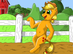 Size: 1024x768 | Tagged: safe, artist:raricane, applejack, earth pony, pony, female, mare, solo, sweet apple acres