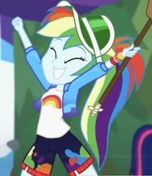 Size: 582x675 | Tagged: safe, derpibooru import, screencap, rainbow dash, sci-twi, twilight sparkle, better together, equestria girls, sunset's backstage pass!, cropped, cute, dashabetes, happy, music festival outfit, smiling, solo