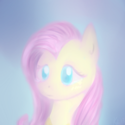 Size: 512x512 | Tagged: safe, artist:bubblymaika, fluttershy, pegasus, pony, bust, colored pupils, crying, disappointed, portrait, solo