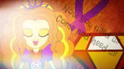 Size: 1366x768 | Tagged: safe, artist:mixiepie, artist:twilightanddashie, derpibooru import, adagio dazzle, human, equestria girls, rainbow rocks, bright, cutie mark, eyes closed, glow, open mouth, quote, singing, smiling, text, vector, wallpaper