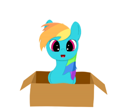 Size: 500x447 | Tagged: safe, artist:srbolsa, derpibooru import, rainbow dash, pegasus, pony, box, cute, dashabetes, pony in a box, solo