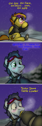 Size: 800x2377 | Tagged: safe, artist:captainhoers, derpibooru import, soarin', spitfire, pegasus, pony, beard, blushing, comic, crying, dialogue, facial hair, female, firestarter spitfire, frost breath, goggles, hoof in mouth, hoof over mouth, male, night, shipping, soarinfire, straight, teary eyes, thermos, visible breath, vulgar