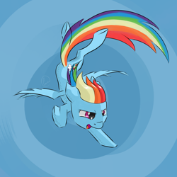 Size: 1024x1024 | Tagged: safe, artist:chaosmalefic, derpibooru import, rainbow dash, pegasus, pony, action pose, flying, open mouth, solo