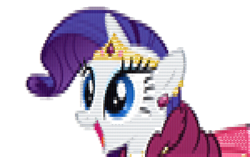 Size: 3200x2005 | Tagged: safe, artist:qeinone, rarity, pony, unicorn, ansi, ascii, clothes, dress, female, gala dress, happy, mare, open mouth, simple background, solo, white background