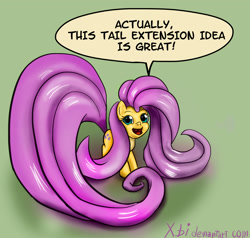 Size: 1351x1286 | Tagged: safe, artist:xbi, fluttershy, pegasus, pony, ponyville confidential, solo, tail extensions