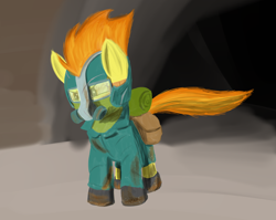 Size: 2346x1868 | Tagged: safe, artist:simplesample, derpibooru import, spitfire, pony, gas mask, helmet, mask, post-apocalyptic, solo