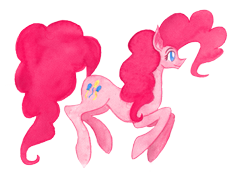 Size: 801x564 | Tagged: safe, artist:enuwey, pinkie pie, earth pony, pony, female, mare, pink coat, pink mane, solo, traditional art