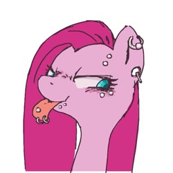 Size: 600x600 | Tagged: safe, artist:ume89s, artist:umehachi, pinkie pie, pony, bust, earring, piercie pie, piercing, pinkamena diane pie, punkamena, solo, tongue out, tongue piercing