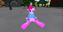 Size: 1368x706 | Tagged: safe, gummy, pinkie pie, anthro, 3d, second life