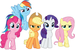 Size: 2652x1766 | Tagged: safe, artist:frownfactory, derpibooru import, applejack, fluttershy, pinkie pie, rainbow dash, rarity, earth pony, pegasus, pony, unicorn, the last problem, .svg available, applejack's hat, cowboy hat, female, hat, horn, mare, simple background, svg, transparent background, vector, wings