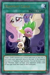 Size: 333x493 | Tagged: safe, artist:poppixierex, artist:tonyfleecs, angel bunny, fluttershy, spike, bat pony, pony, card, crossover, flutterbat, parody, tcg, trading card, yu-gi-oh!