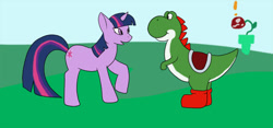 Size: 800x374 | Tagged: safe, artist:echo-wulf, derpibooru import, twilight sparkle, crossover, nintendo, piranha plant, super mario bros., warp pipe, yoshi, yoshilight