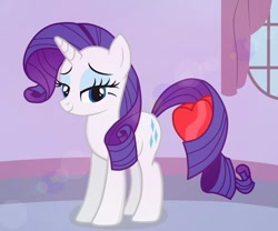 Size: 979x816 | Tagged: safe, artist:tabrony23, rarity, pony, unicorn, heart, holiday, lidded eyes, prehensile tail, tail hold, valentine's day