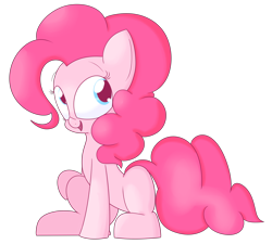 Size: 1280x1150 | Tagged: safe, artist:mr-degration, pinkie pie, earth pony, pony, simple background, sitting, smiling, solo, transparent background