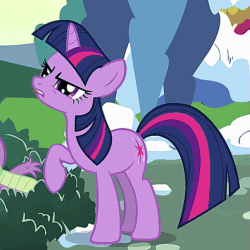 Size: 519x519 | Tagged: safe, derpibooru import, screencap, spike, twilight sparkle, dragon, pony, unicorn, winter wrap up, angry, animated, female, frown, glare, horses doing horse things, mare, open mouth, raised hoof, solo focus, stomping, talking