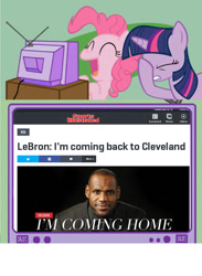 Size: 563x771 | Tagged: safe, derpibooru import, pinkie pie, twilight sparkle, earth pony, pony, exploitable meme, facehoof, lebron james, meme, mixed reactions, obligatory pony, tv meme