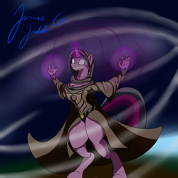 Size: 3000x3000 | Tagged: safe, artist:jamesjackobgermany, derpibooru import, twilight sparkle, anthro, magic, solo