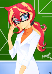 Size: 2316x3294 | Tagged: safe, artist:xan-gelx, sunset shimmer, equestria girls, clothes, digital art, female, glasses, solo