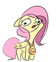 Size: 838x928 | Tagged: safe, artist:nobody, fluttershy, pegasus, pony, cute, derp, disturbed, medal, solo