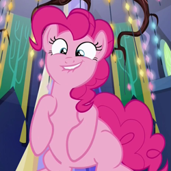 Size: 901x901 | Tagged: safe, screencap, pinkie pie, earth pony, pony, the crystalling, female, mare, pink coat, solo