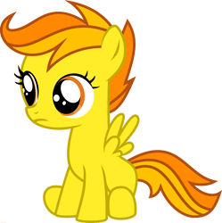 Size: 1920x1927 | Tagged: safe, derpibooru import, edit, scootaloo, spitfire, pegasus, pony, female, filly, foal, fusion, palette swap, ponyar fusion, recolor, simple background, sitting, solo, transparent background, vector, vector edit