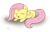 Size: 1093x700 | Tagged: safe, artist:noxdrachen, fluttershy, pegasus, pony, chibi, cute, daaaaaaaaaaaw, eyes closed, missing cutie mark, prone, shyabetes, solo, weapons-grade cute