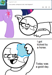 Size: 678x977 | Tagged: safe, artist:normalevan, derpibooru import, twilight sparkle, ask, comic, ice pack, plot, poking, tumblr