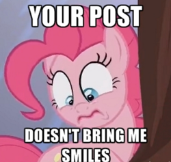 Size: 496x470 | Tagged: safe, screencap, pinkie pie, earth pony, pony, the one where pinkie pie knows, meme, text