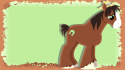 Size: 1020x572 | Tagged: safe, artist:90sigma, artist:sailortrekkie92, derpibooru import, trouble shoes, earth pony, pony, cute, hat, male, shadow, simple, solo, stallion, vector, wallpaper