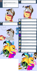 Size: 2564x4927 | Tagged: safe, artist:phoenixswift, derpibooru import, braeburn, soarin', spitfire, oc, oc:blue spirit, oc:blueberry blossom, oc:candy swirl, oc:firenze, oc:fuselight, oc:ivory (askivory), oc:james hairspray, oc:kappa the kirin, oc:peaceful shimmer, oc:ruby, pony, ask fuselight, group hug, hug, pony pile