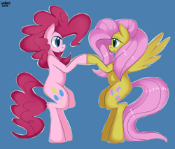 Size: 1210x1029 | Tagged: safe, artist:leslers, fluttershy, pinkie pie, earth pony, pegasus, pony, female, flutterpie, lesbian, shipping