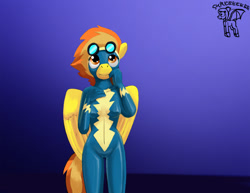 Size: 1280x989 | Tagged: safe, artist:warskunk, derpibooru import, spitfire, anthro, pegasus, clothes, solo, uniform, wonderbolts uniform