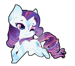 Size: 854x750 | Tagged: safe, artist:fuyusfox, rarity, pony, unicorn, chibi, cute, eyeshadow, female, makeup, mare, one eye closed, rainbow power, raribetes, simple background, smiling, solo, traditional art, transparent background, watermark, wink