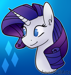 Size: 1139x1200 | Tagged: safe, artist:azure-quill, rarity, pony, unicorn, bust, portrait, solo