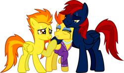 Size: 8019x4721 | Tagged: safe, artist:tales-fables, derpibooru import, spitfire, stormy flare, oc, oc:tomcat, pegasus, pony, male, simple background, stallion, transparent background