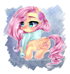 Size: 2168x2301 | Tagged: safe, artist:zorbitas, fluttershy, pegasus, pony, clothes, earmuffs, scarf, solo