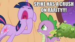 Size: 960x540 | Tagged: safe, derpibooru import, edit, edited screencap, screencap, spike, twilight sparkle, dragon, betrayal, caption, image macro, meme, yelling