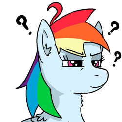 Size: 800x800 | Tagged: safe, artist:anonymous, derpibooru import, rainbow dash, pegasus, pony, ear fluff, eyelashes, question mark, simple background, solo, transparent background