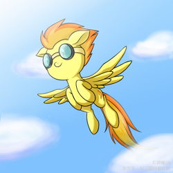 Size: 2000x2000 | Tagged: safe, artist:异瞳jill, derpibooru import, spitfire, pegasus, pony, cute, cutefire, female, goggles, mare, solo