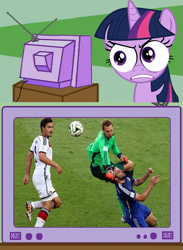 Size: 563x771 | Tagged: safe, derpibooru import, twilight sparkle, angry, argentina, exploitable meme, football, germany, meme, obligatory pony, penalty, special eyes, tv meme, world cup