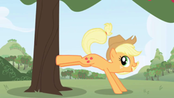 Size: 1280x720 | Tagged: safe, screencap, applejack, earth pony, pony, intro, opening, solo