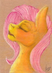 Size: 1761x2456 | Tagged: safe, artist:stirren, fluttershy, pegasus, pony, bust, pastel, portrait, solo, traditional art