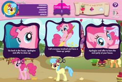 Size: 744x496 | Tagged: safe, screencap, applejack, pinkie pie, oc, oc:sketch, earth pony, pony, adventures in ponyville