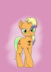 Size: 1109x1578 | Tagged: safe, artist:trickydick, applejack, earth pony, pony, alternate hairstyle, solo, suicide girls, tattoo