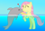 Size: 3200x2200 | Tagged: safe, artist:bladedragoon7575, fluttershy, dolphin, pegasus, pony, hilarious in hindsight, swimming