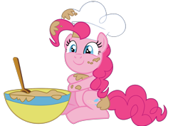 Size: 2105x1488 | Tagged: safe, artist:kehrminator, pinkie pie, earth pony, pony, batter, chef's hat, food, hat, solo