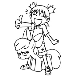 Size: 945x945 | Tagged: safe, artist:megasweet, apple bloom, crossover, monochrome, yotsuba